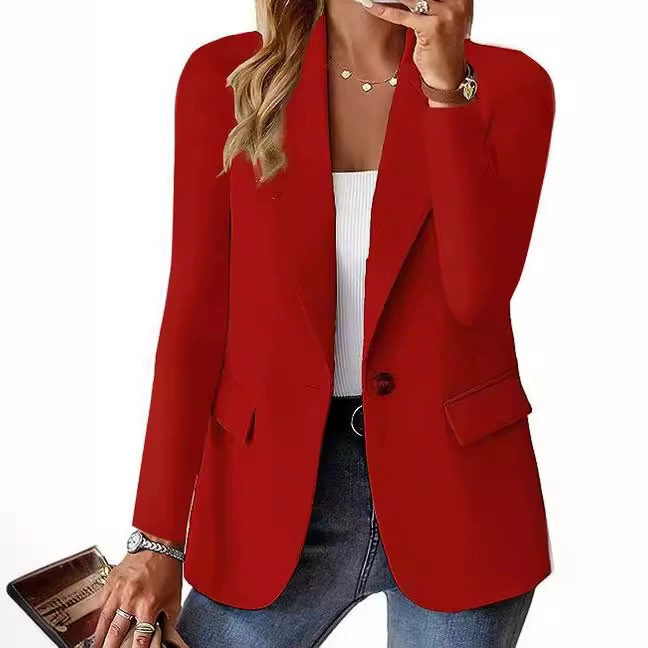 Colored long-sleeve, cardigan, classic suit jacket, Amazon, autumn