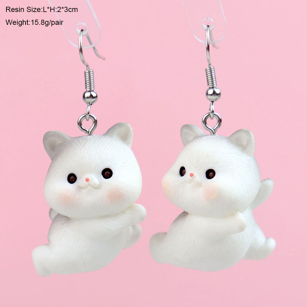 1 Paire Style De Bande Dessinée Mignon Chat Plastique Boucles D'oreilles display picture 12