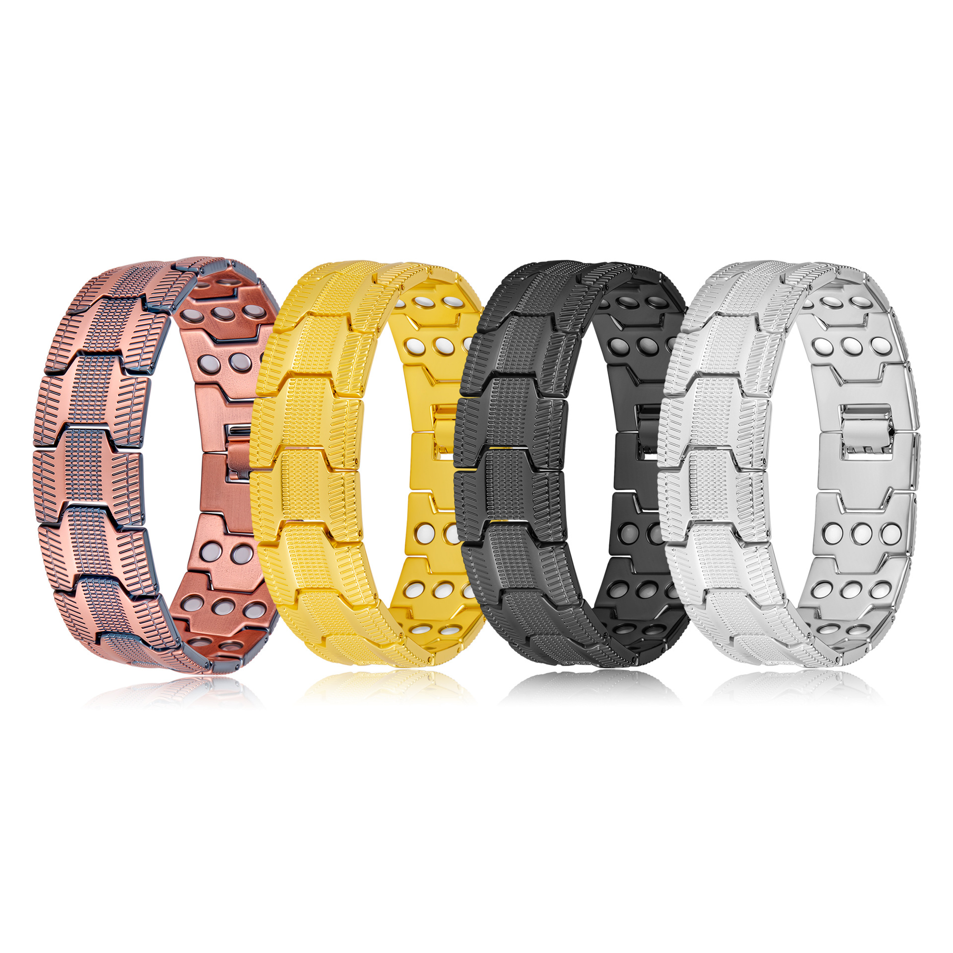New Magnetic Energy Antique Red Copper Magnet Bracelet, Retro Fashion Three-Row Full Magnet Detachable Men's Bracelet