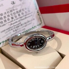 浴缸手镯手表优雅复古简约镶钻时尚椭圆形金银中古女士石英表爆款