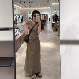 法式连衣裙女夏季2026新款气质小个子梨型身材长裙穿搭配两件套装