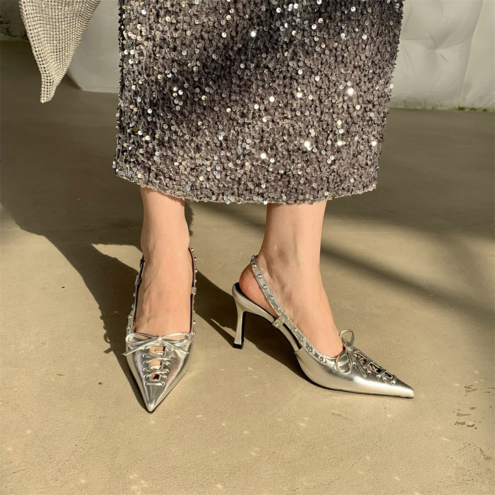 2024 New Spring Shoes European and American Pointed Toe Thin Heels Shallow Mouth Fashion Thin Front Straps and Back Vacuum Sandals_voghion.com