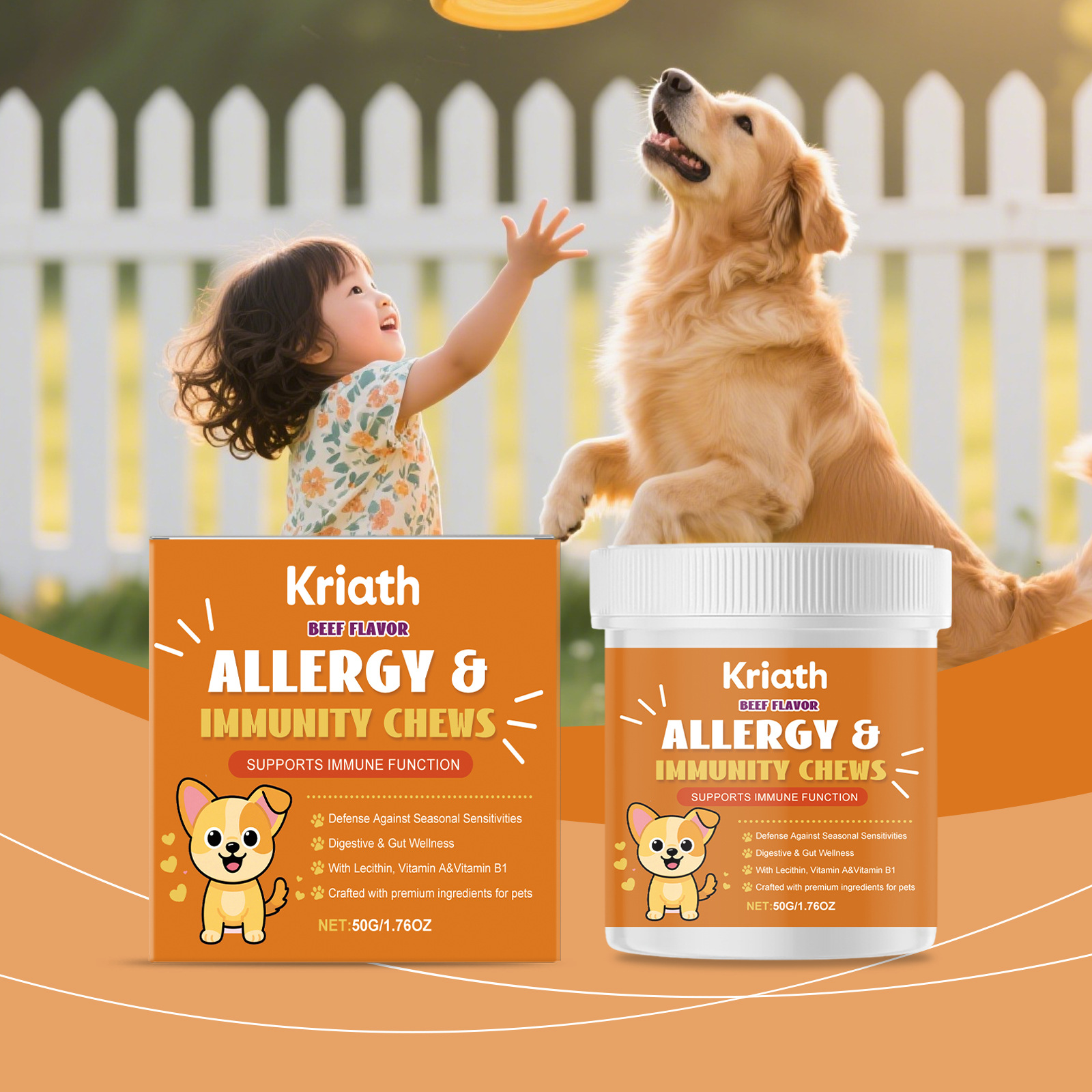 Kriath Pet Vitamin Chewable Tablets Mild Ingredients Pet Body Care Nutritional Supplement Chewable Tablets