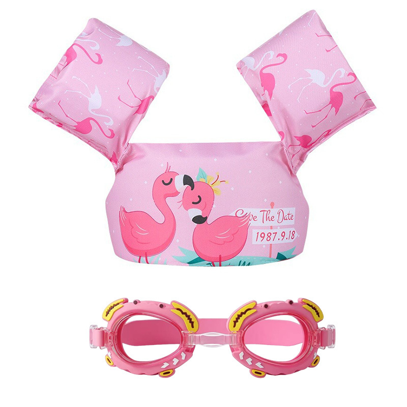 Chaleco flotante infantil de dibujos animados grueso chaleco de natación para niños combinación de gafas de natación pony image 28