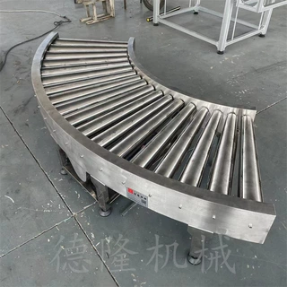 90度不锈钢滚筒转弯机pe袋子弯道运输设备可调速输送设备传送带