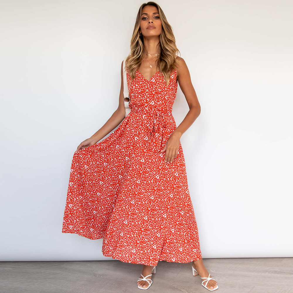 Sexy double V-neck floral beach long dress Nihaostyles wholesale clothing vendor NSHYG72304