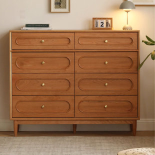 North American Cherry Wood Eight-Drawer Cabinet All Solid Wood Living Room Storage Cabinet Chest of Drawers Nordic Home Bedroom Solid Wood Storage Cabinet
