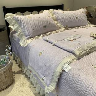 2025 New Cotton Lace Bed Cover Three-Piece Set Four-Piece Set Pure Cotton Lace Summer Quilt
