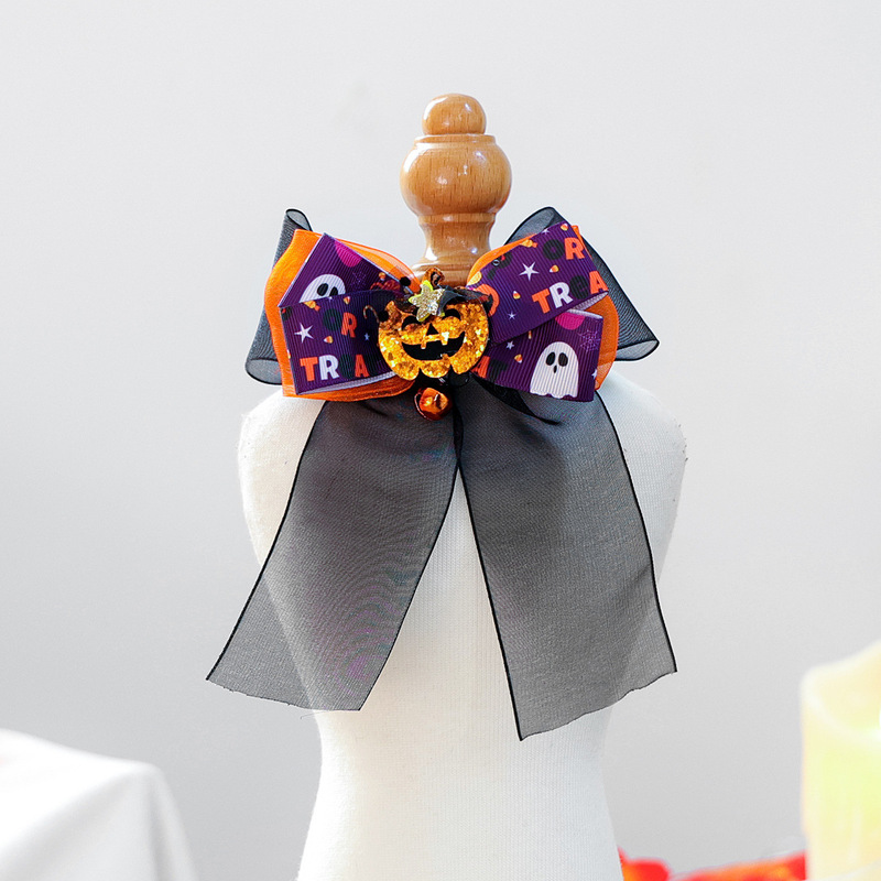 2025 秋と冬ハロウィンペット新製品アクセサリーネックウォーマーかわいい子犬と子猫ハロウィンカボチャヘッドネックウォーマー|undefined
