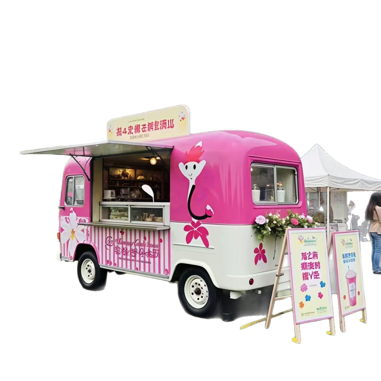 Coche de snack multifuncional punto escénico café té de leche camping mercado nocturno barbacoa ribbon comercial móvil de comida rápida carro de cabina