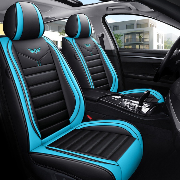 New Nappa Leather Car Seat Cushion, Universal for All Seasons, Fully Enclosed Seat Cover, Summer Machine-Knitted Ice Silk Breathable Internet Celebrity Car Cushion