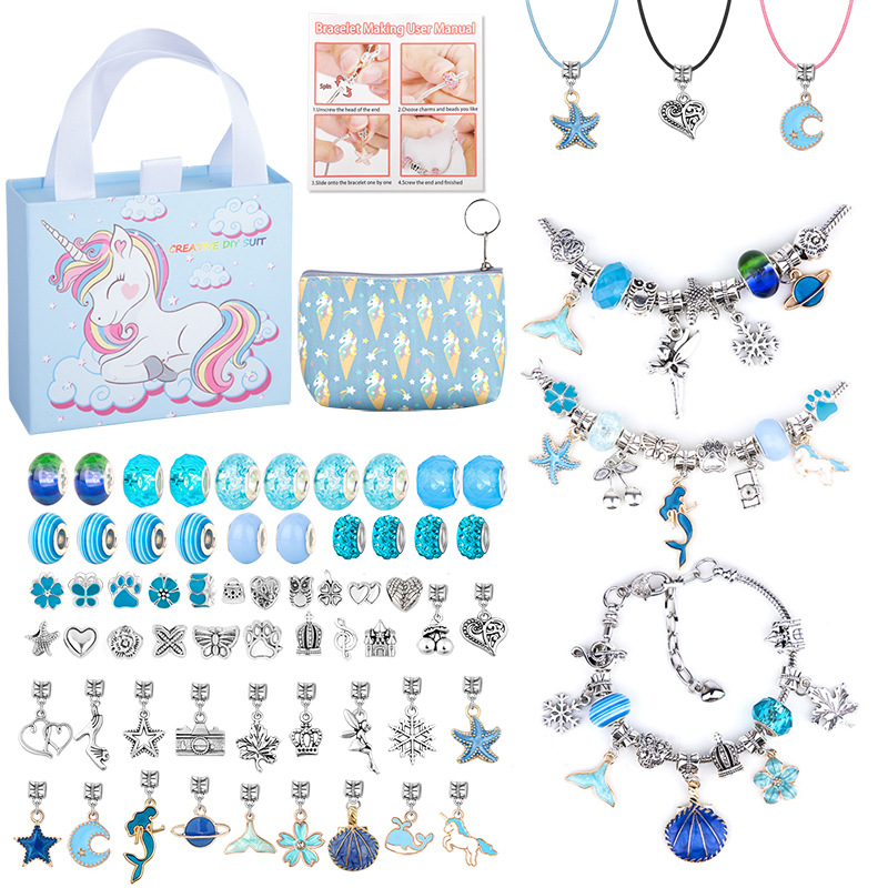 Cross-border Amazon hot selling pink set diy children's bracelet set box upgraded hardcover creative beaded gift box for women