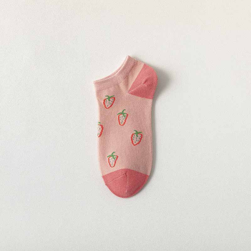 Pink Strawberry Wild Boat Socks Set display picture 10