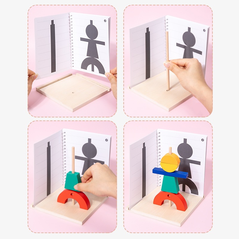 Niños 3D construcción de bloques de construcción de espacio de proyección tridimensional acertijos de educación temprana sombra emparejamiento juguetes de madera al por mayor