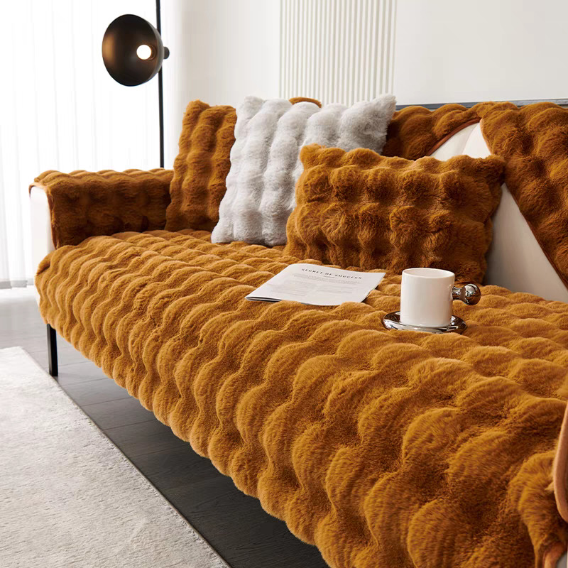 Rabbit Fur Plush Autumn Thickened Leather Non-Slip Seat Cushion Winter Bubble Velvet Sofa Towel Export Label_voghion.com