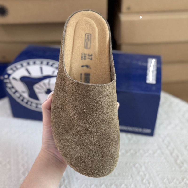 Little Potato Birkenstock Shoes Baotou Half Slippers 2025 New Genuine Leather Outer Wear Slip-On Birkenstock Sandals for Men and Women