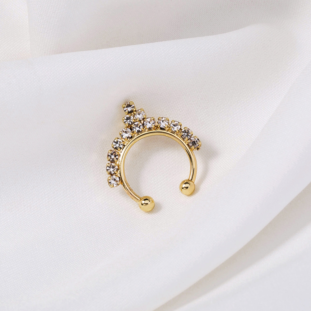 crystal diamond flower nose ring niche design sense nose bone nail piercing personality nose nail