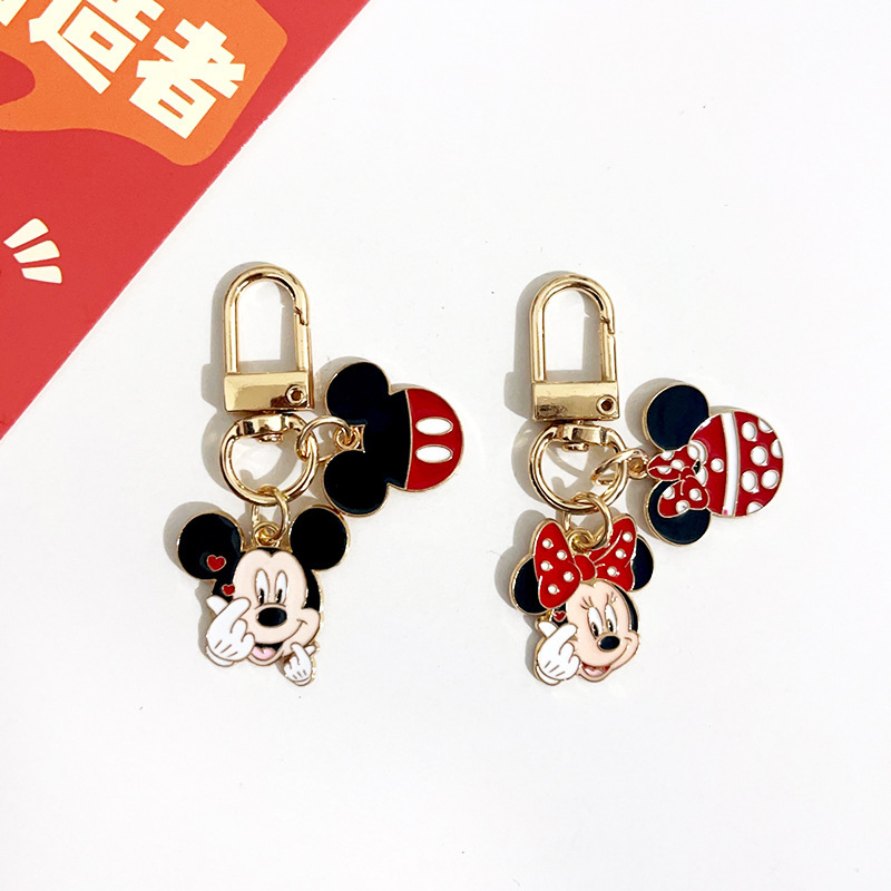 Cute Bichi Minnie Mickey Mouse Couple Keychain for Men and Women Exquisite Bag with Metal Pendant Key Chain