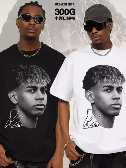 Cross-border 2025 New Yamal American Style Retro Pure Cotton Loose Round Neck T-shirt Breathable Printed Short Sleeve Men's Base