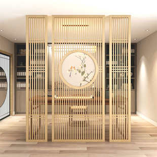 # New Chinese Style Screen Partition Modern Simple Home Solid Wood Flower Lattice Hollow Entrance Background Wall Seat Screen Wood Lattice
