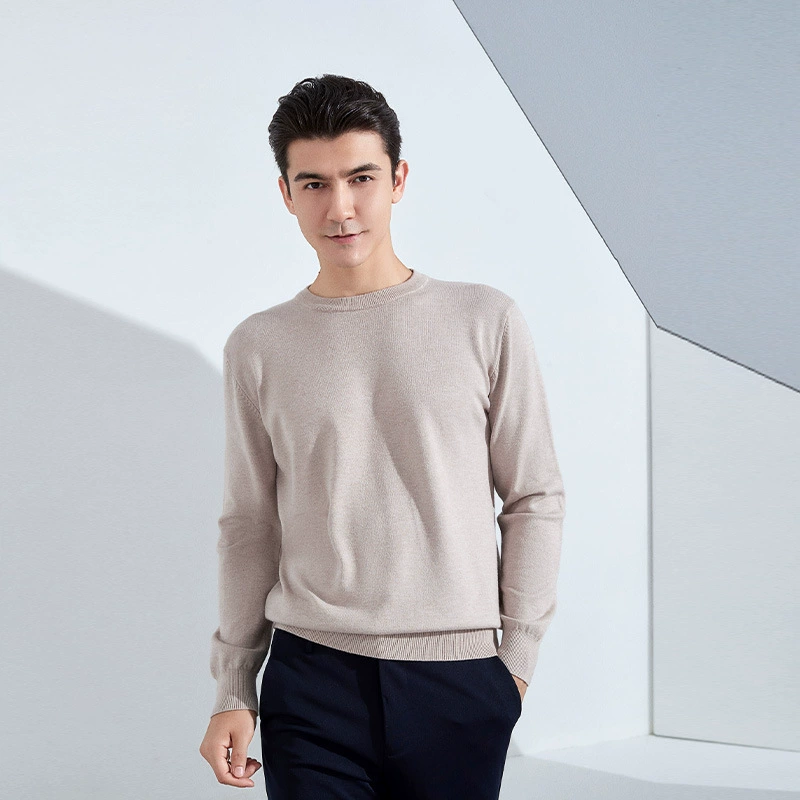 Осенне-зимний мужской Круглый Вырез Свободный утолщенный пуловер свитер сплошной цвет с длинным рукавом короткий деловой нижний теплый свитер
