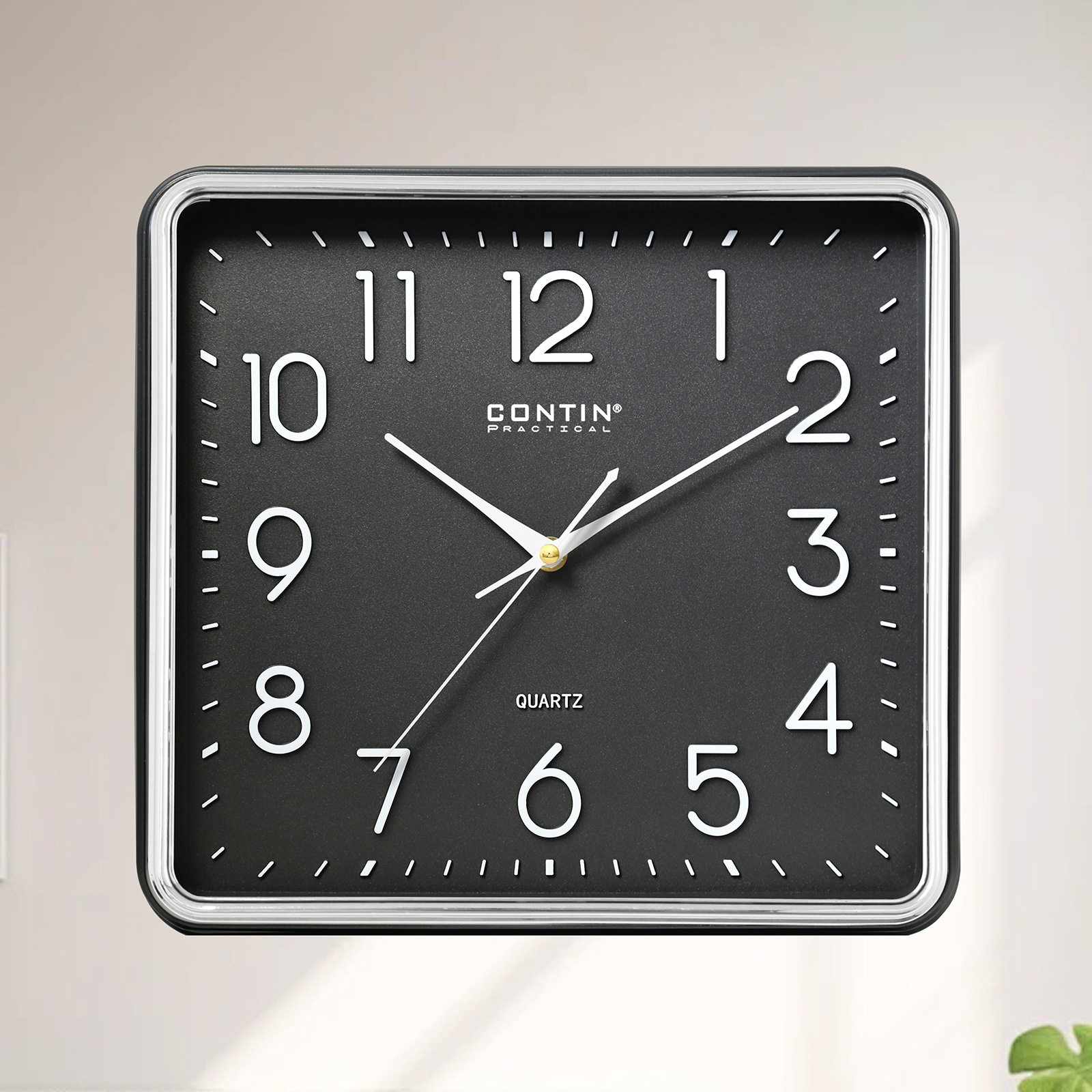 Reloj de pared cuadrado de plástico con números 3D - Silencioso y de moda - Para sala de estar y hogar - Venta al por mayor de fábrica