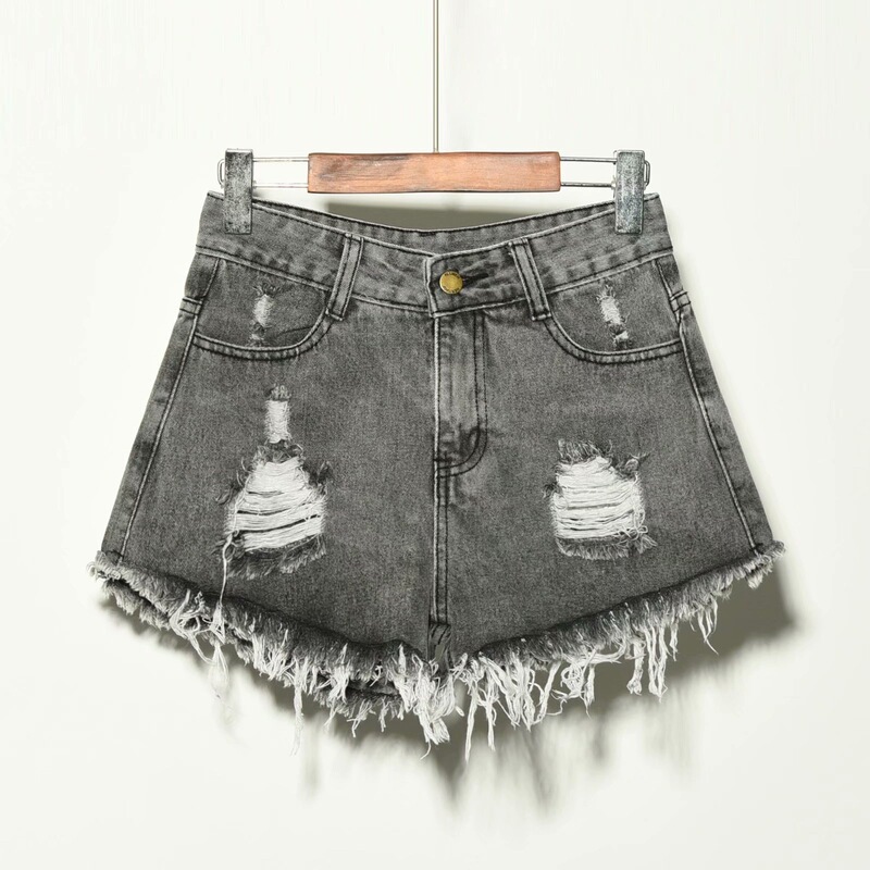 Korean-style summer denim shorts for girls, new trendy streetwear, fashionable rock-style hot pants, versatile shorts Korean-style summer denim shorts for girls, new trendy streetwear, fashionable rock-style hot pants, versatile shorts
