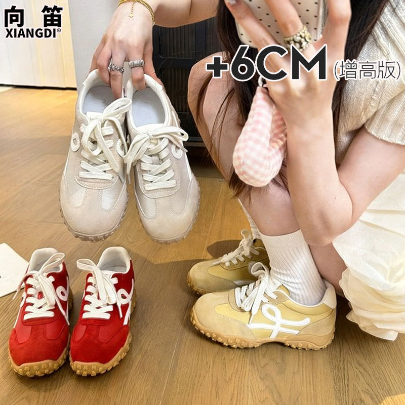 Genuine Leather 6cm Height-Increasing Shoes for Petite Women, Lightweight Versatile Casual Sneakers, Soft-Soled Running Shoes Genuine Leather 6cm Height-Increasing Shoes for Petite Women, Lightweight Versatile Casual Sneakers, Soft-Soled Running Shoes