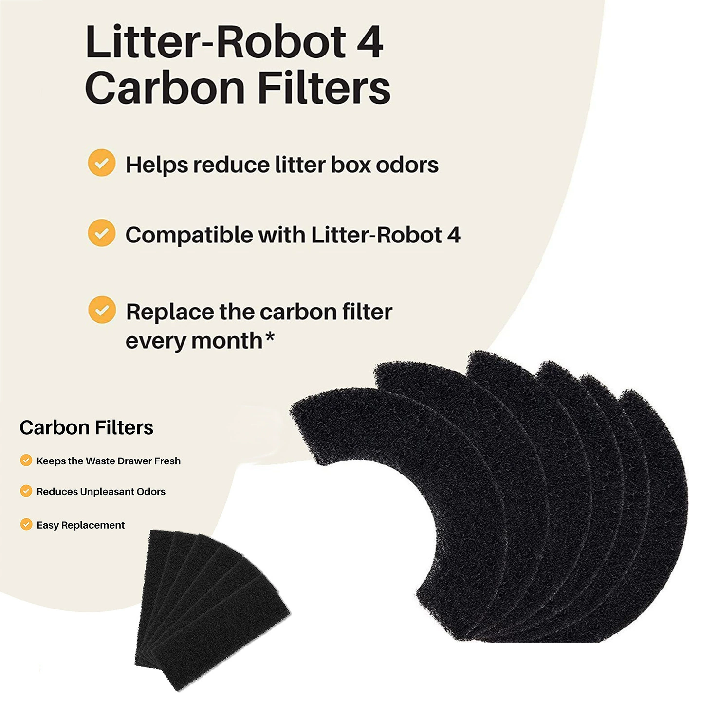 Коробка для кошачьего туалета Губка угольного фильтра Помет-робот 4 угольных фильтра