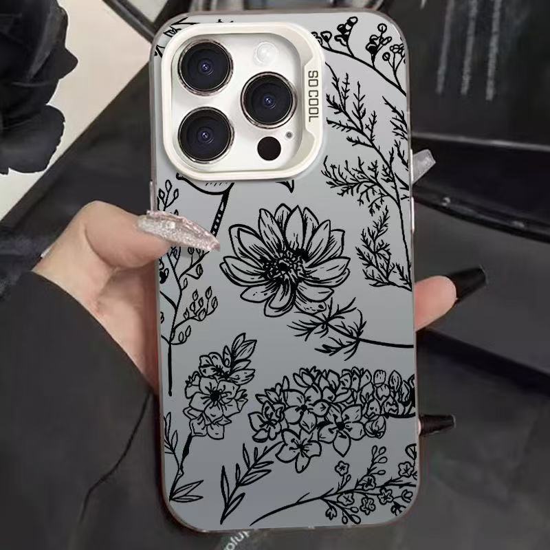 Nueva tendencia flor negra para iPhone 16 funda para teléfono móvil 11 Apple 15promax/14 transfronterizo 13pro12