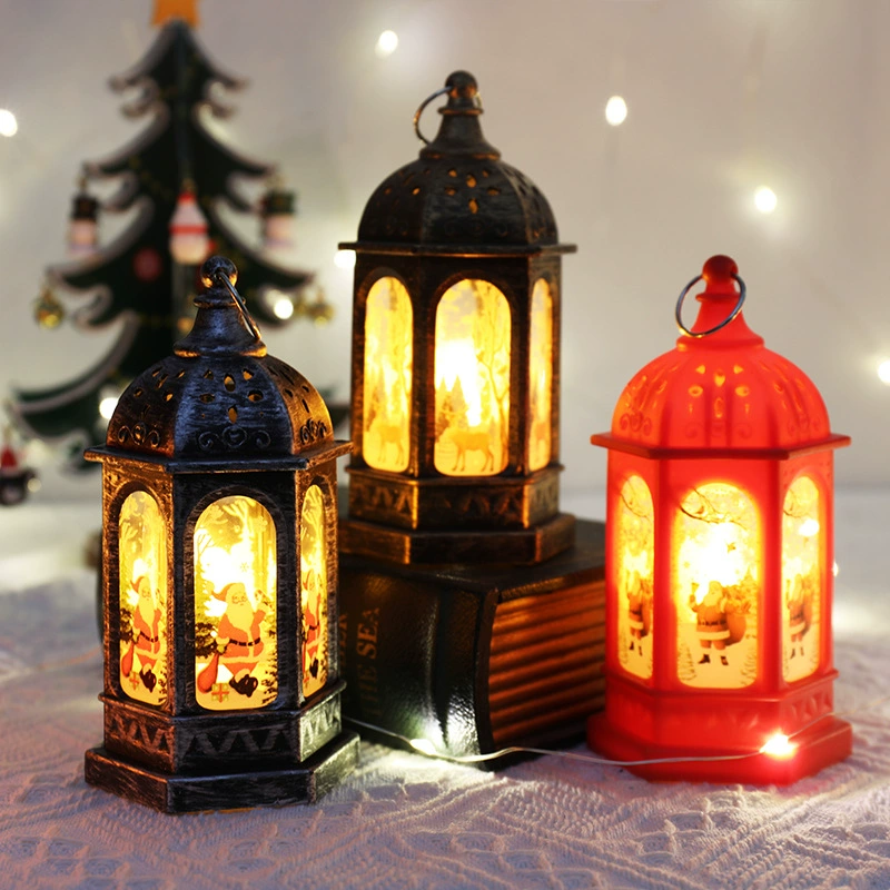 Handheld icicle lantern electronic night light, portable Christmas decoration, hexagonal