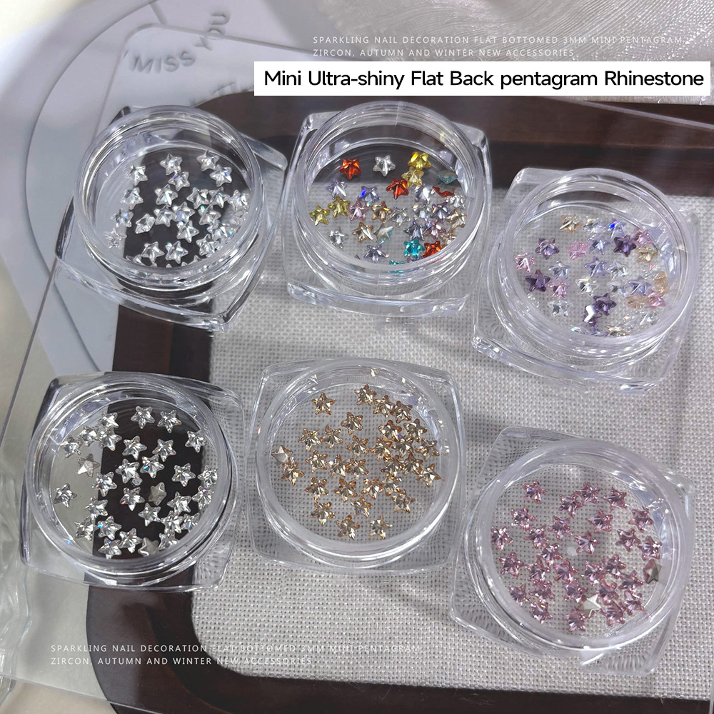 3mm Five-Pointed Star Zircon Nail Art Decorations, Light Purple Mini Zircon Nail Art Rhinestones, Super Shiny Nail Art Decorations
