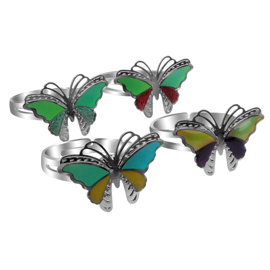 Simple Colorful Butterfly Open Ring display picture 5