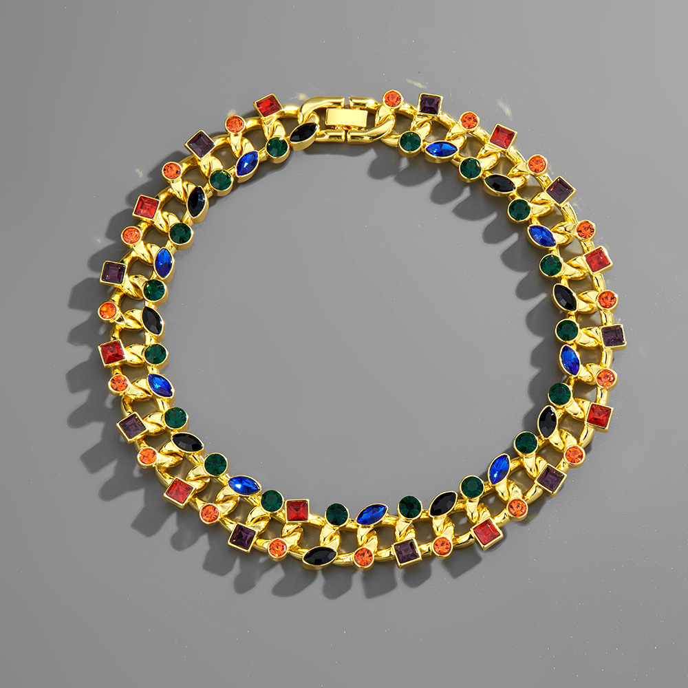 Collana a catena cuban link geometrica con diamanti_voghion.com