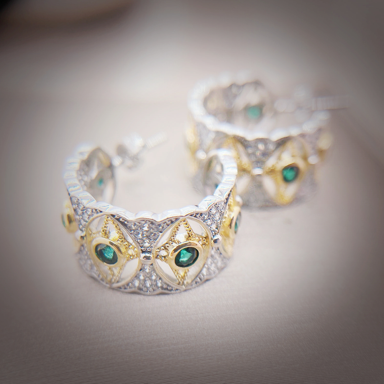 French Style C Shape Copper Inlay Artificial Diamond Womenu0027S Rings Earrings