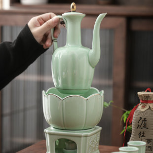 Wine Warmer Ceramic Heating Household Wine Set Large Capacity Yellow Rice Wine Hot Pot White Wine Glass Antique Chinese Style