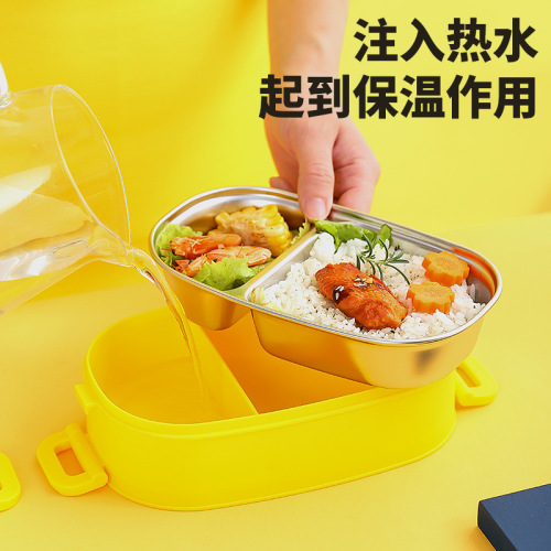 Little Yellow Duck Three-layer Lunch Box Cute Microwave Heating Insulation Box Portable Office Worker Compartment Lunch Box Set