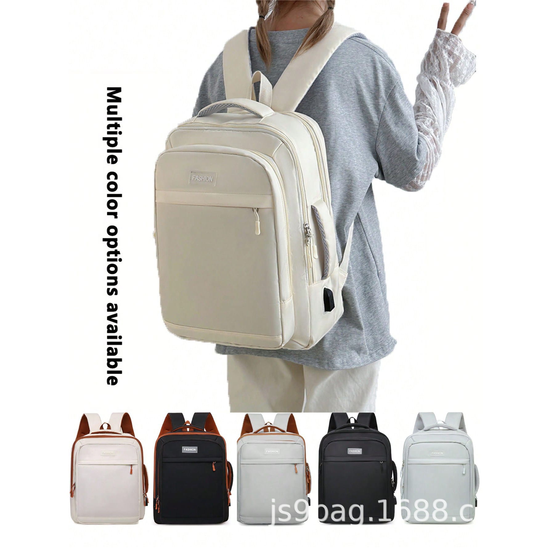 Mochila de negocios para hombres usb diseño mochila de gran capacidad ocio bolso de computadora de color sólido bolso de negocios ocio