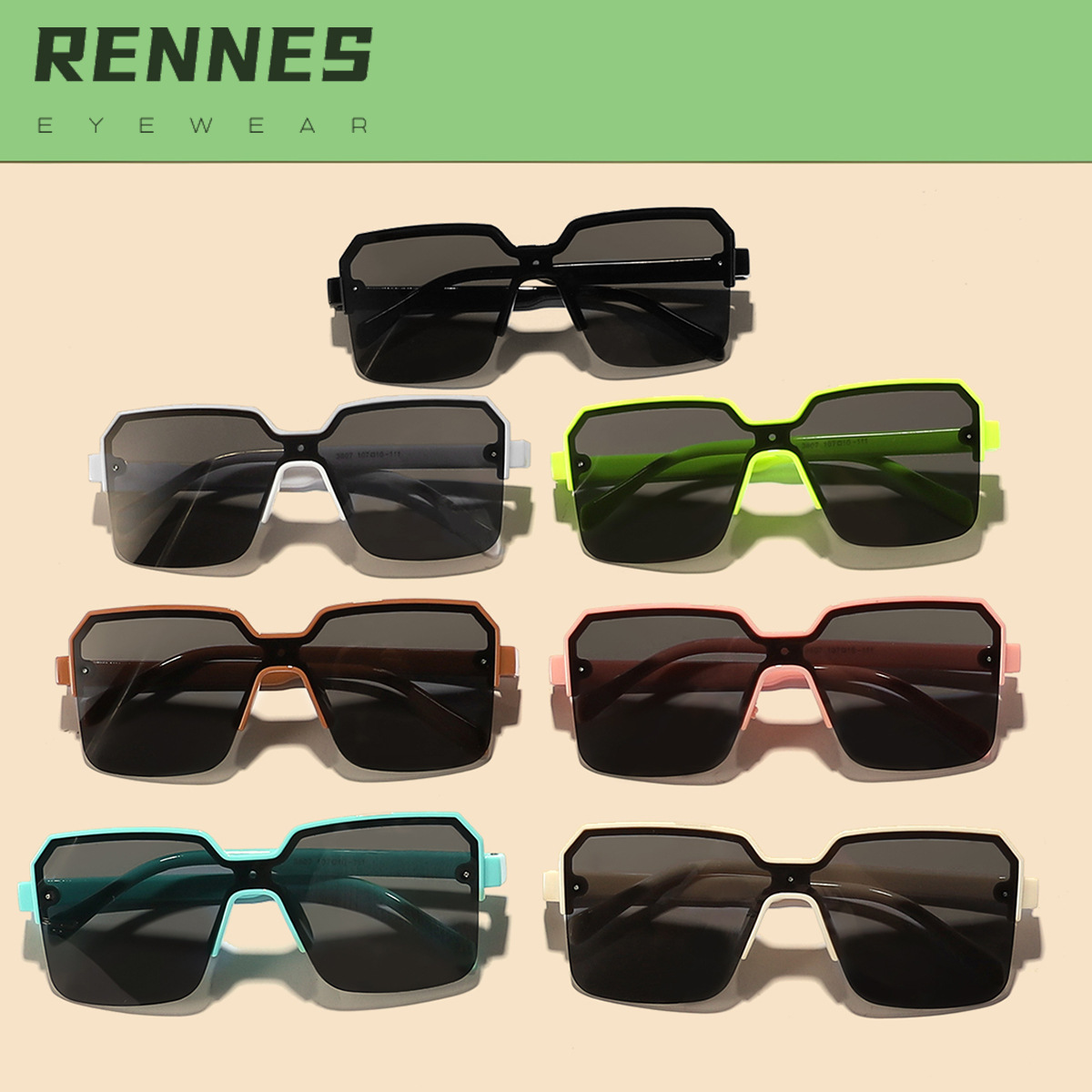 Los nuevos niños de alta calidad de moda fresco medio marco cuadrado moda todo-fósforo UV a prueba de gafas de sol UV400