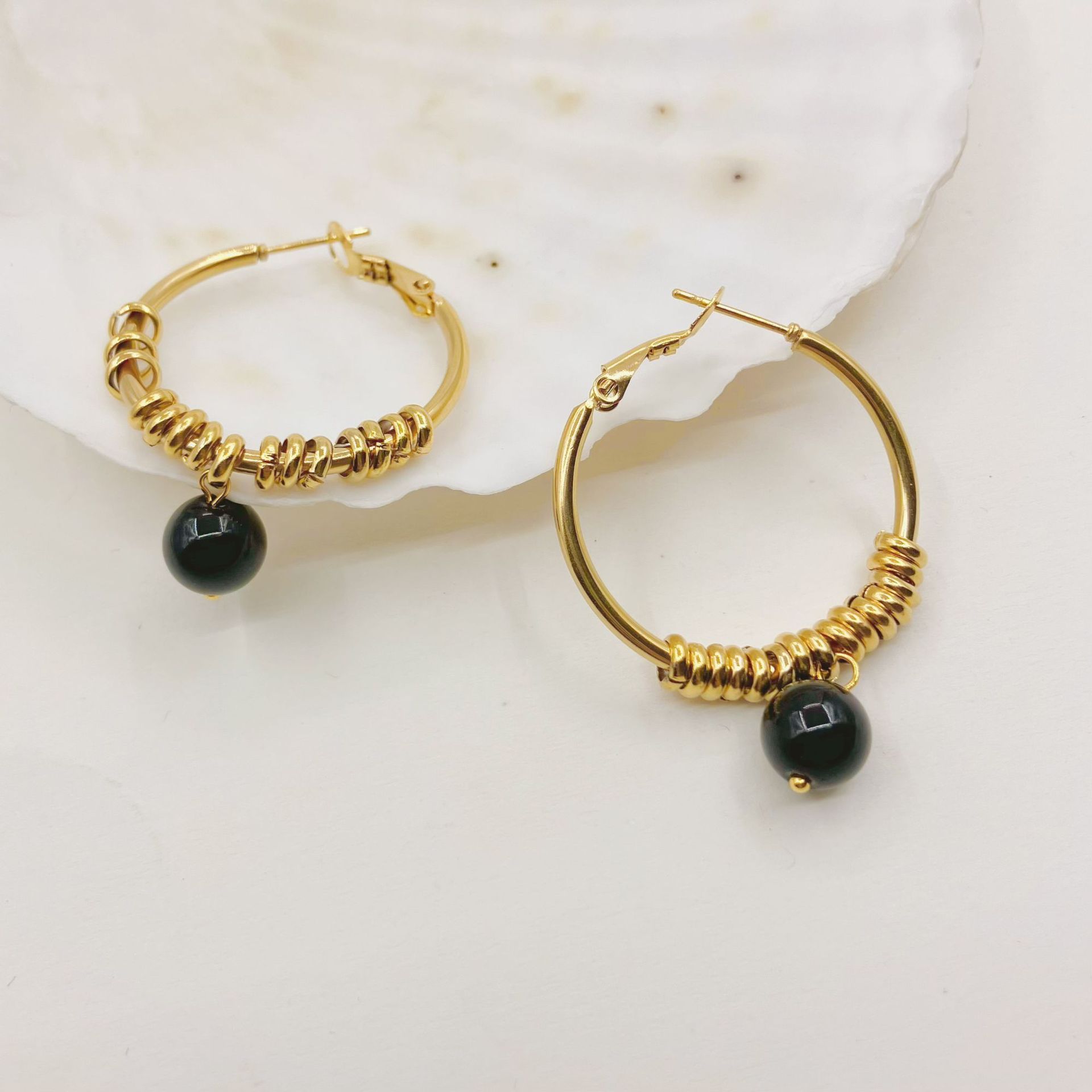 Simple Style Circle Stainless Steel Pearl Plating Earrings 1 Pair