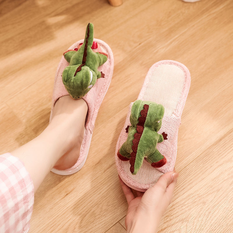 La primavera y el otoño de coser zapatos de tamaño libre de dibujos animados lindo adultos zapatillas de punta rosa pareja zapatillas de lino en stock al por mayor