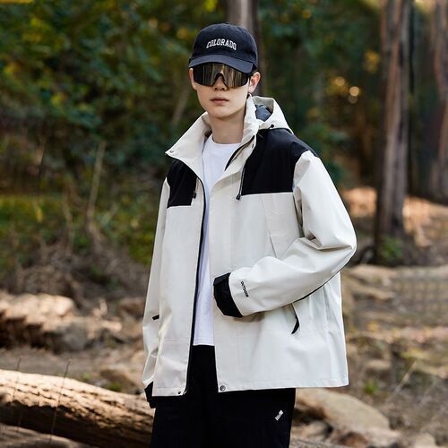 Battlefield Outdoor Windproof Waterproof Windbreaker Jacket Men's Fashion Jacket Coat Hooded Loose Youth Top Student