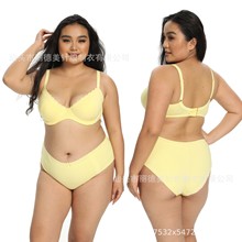 定制欧美跨境女士蕾丝边文胸套装女大码钢圈棉质内衣文胸套装