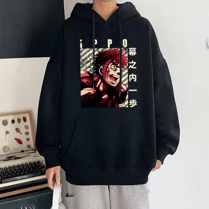 New Anime Retro Ippo Makunouchi Print Hoodies Women Causal