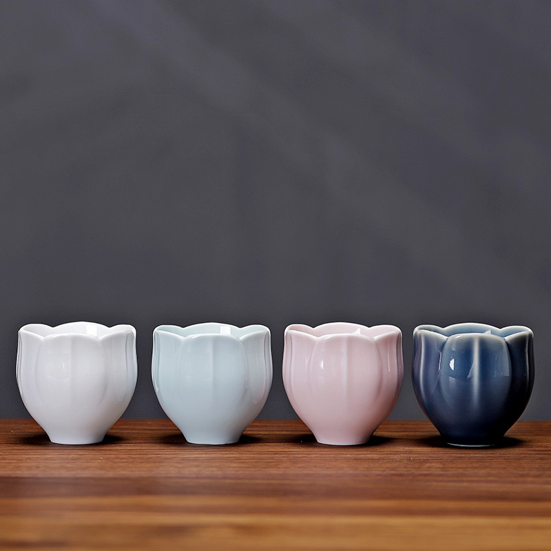Creative Solid Color Tea Cup Ceramic Personal Cup Lotus Petals Master Cup Home Gift Tea Cup Tea Cup