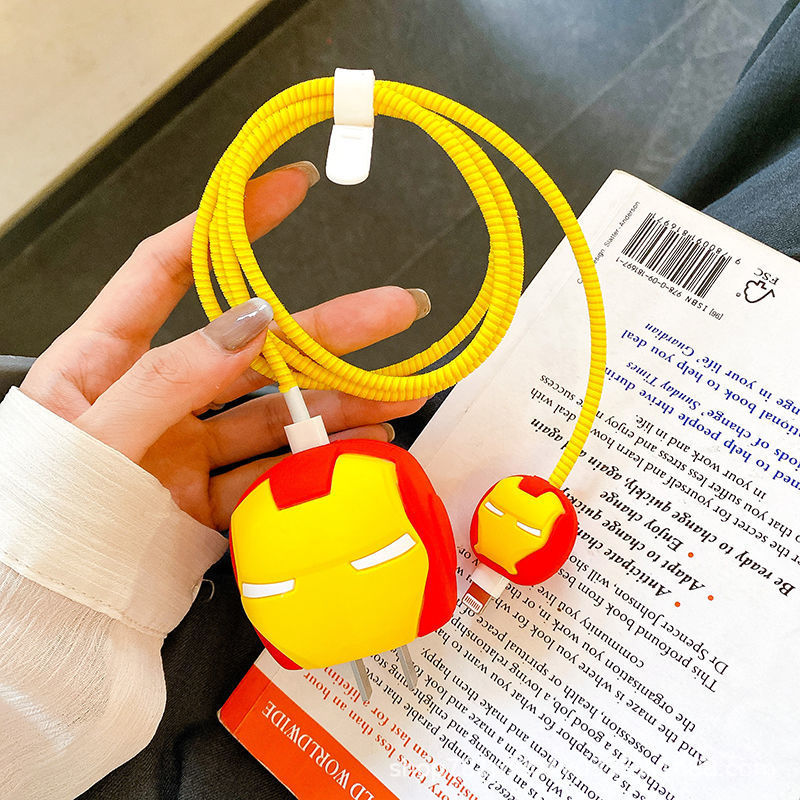 Nuevo cable de datos de dibujos animados cubierta protectora adecuado para Apple carga rápida cabeza 18/20W carga cabeza cubierta protectora Winder