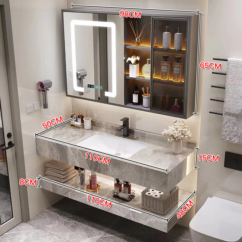 Gabinete de baño moderno y simple combinación de encimera de cerámica de pizarra brillante hotel de alojamiento residencial inodoro lavabo lavabo