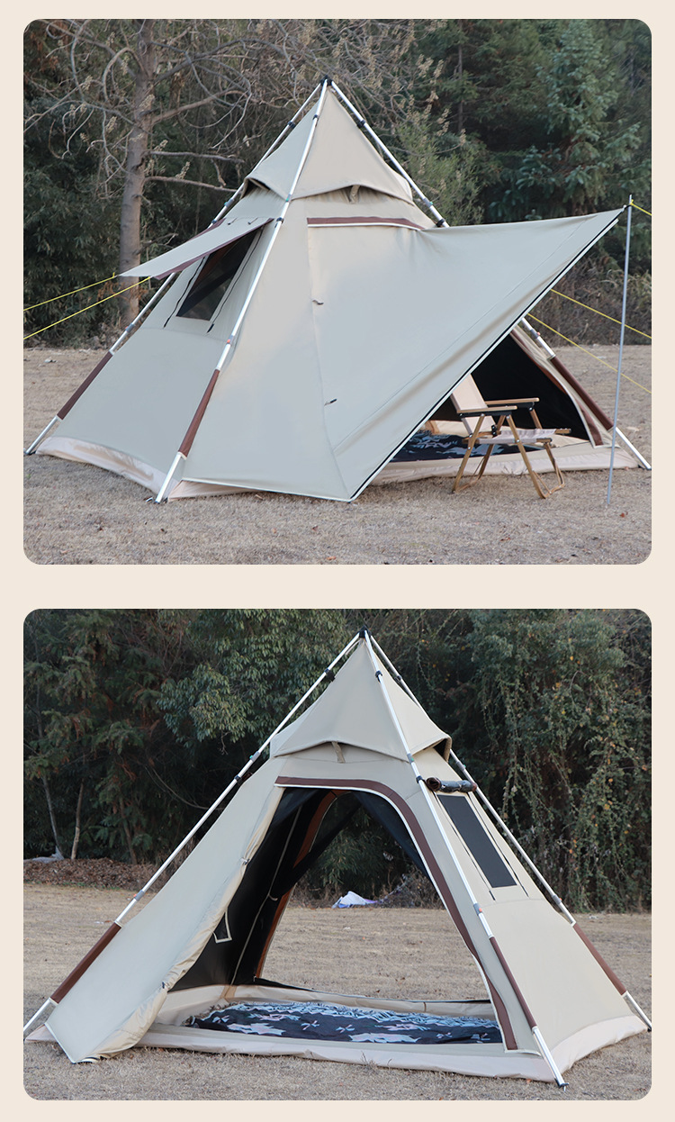 Original Wolf Outdoor Indian Pyramid Automatic Outdoor Portable Camping Thickened Rainproof Camping Tent