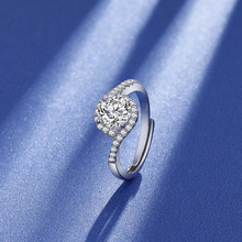高碳钻戒指时尚女仿纯银戒指四爪经典1克拉银钻戒厂家批发