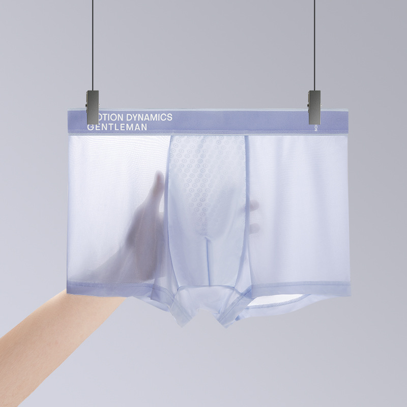 Nuevos calzoncillos de seda de hielo de hombre transpirables, calzoncillos antibacterianos de color sólido, calzoncillos delgados y delgados para hombres en stock al por mayor